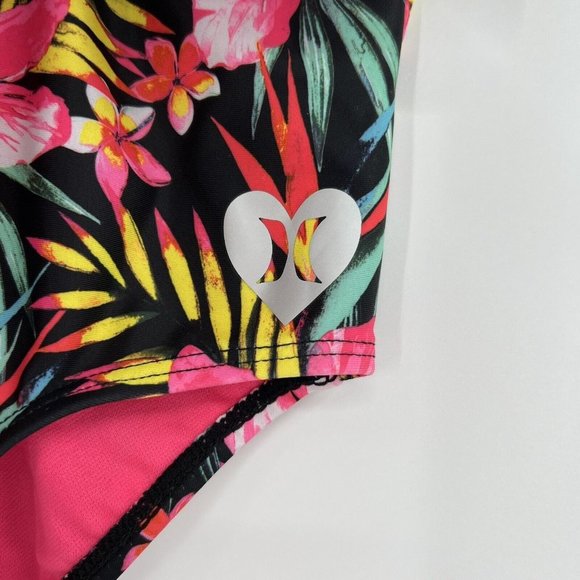 Hurley Little Girl's One-Piece Swimsuit in Tropical Black/Hyper Pink sz 5/6 NWT - Picture 6 of 9